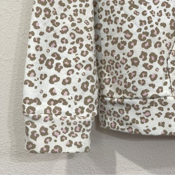 Little Pretties Pink Tan Animal Print Cat Kitty Glasses Graphic Hoodie - Large - Picture 4 of 10